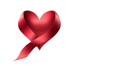 Red Heart with Ribbon on Transparent Background, PNG