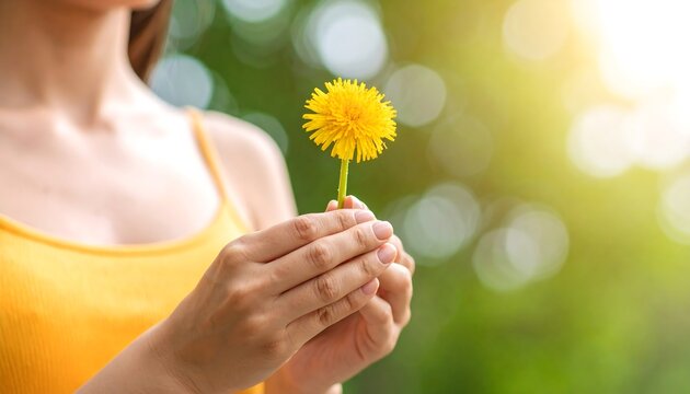 Close-up of woman holding a dandelion