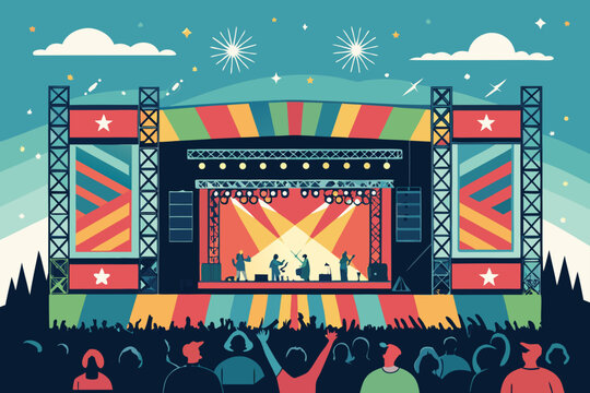 Outstanding Festival Stage with Flashing Lights Bol Refined Artistry Collection Bold Striking Visual Impact Great for Digital Marketing Campaigns Professional Portfolio Quality Asset Creative Asset