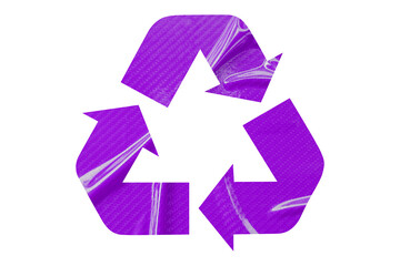 Purple recycle symbol paper isolated on transparent background