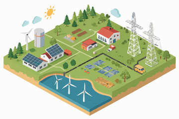 Mind-blowing Isometric Map Renewable Energy Grid Visual Excellence Standard Timeless Classic Beauty Perfect for Social Media Content Corporate Communication Asset Premium Creative Asset