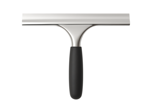 Chrome shower squeegee isolated on transparent background