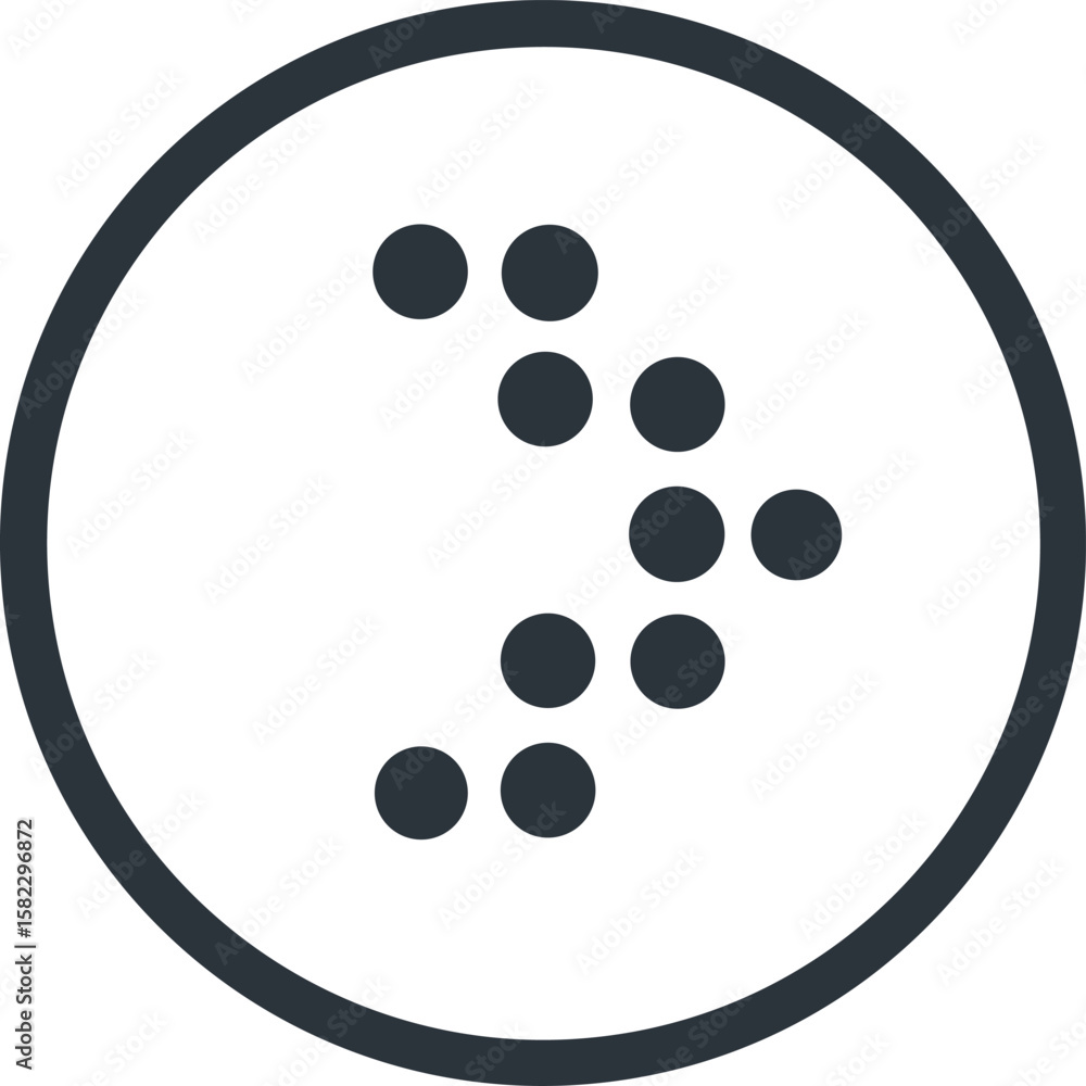 Poster visual metaphor of direction: an artistic depiction of a circular design, it uses dots arranged in a
