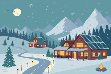 Fototapeta premium Magnificent Electric Powered Mountain Resort Winter Vecto Artistic Expression Excellence Dramatic Intense Emotion Great for Website Design Projects Social Media Ready Visual Content Creative Asset