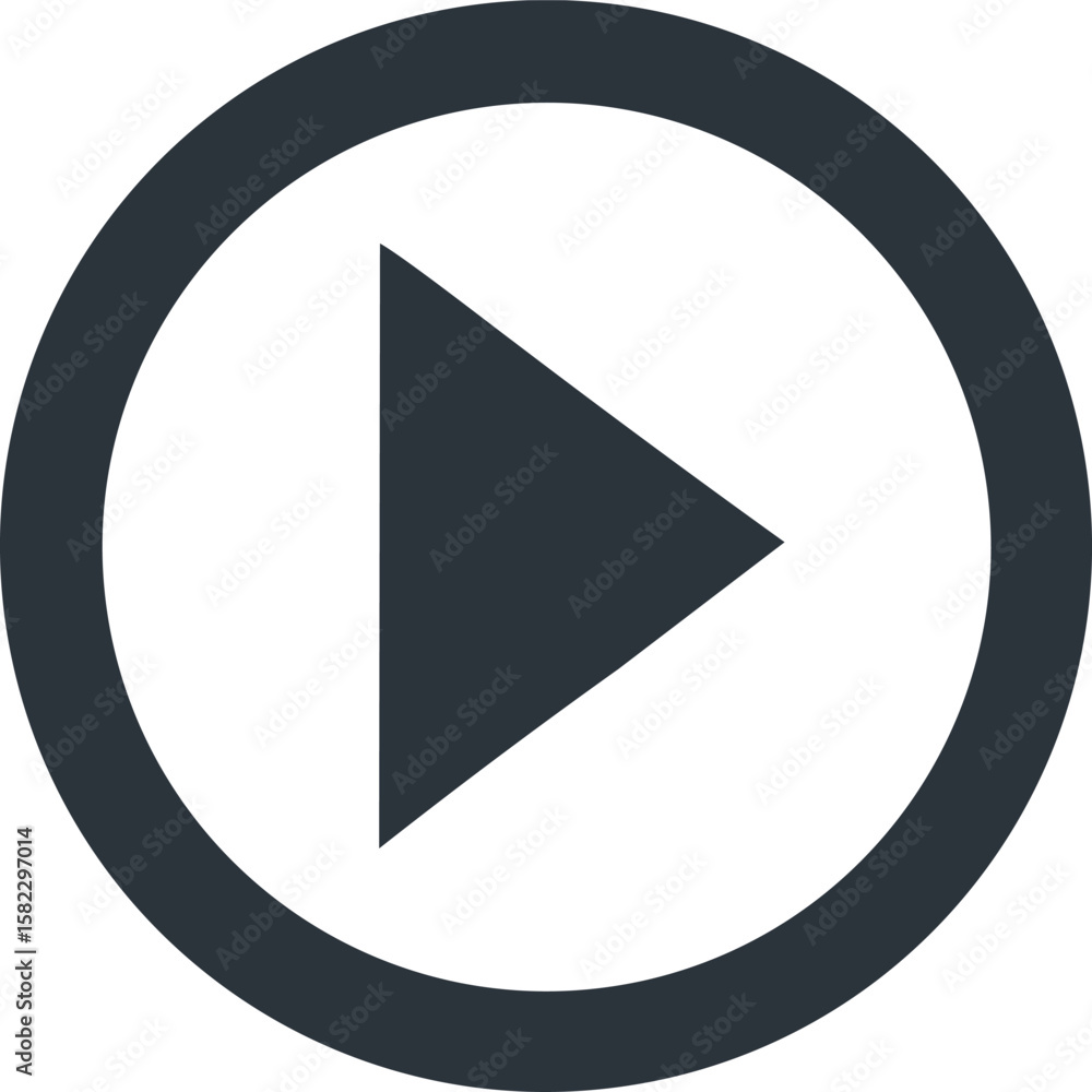 Poster play icon: simple, minimalist play button symbol within a circle. perfect to represent any digital m