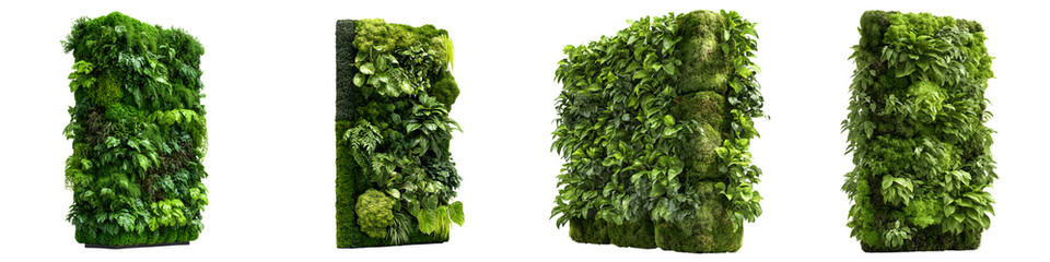 Obraz premium Vertical Garden Panels Isolated on White - Lush Green Wall Mockups