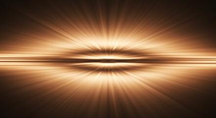 Golden light burst. Shining rays on dark background. Horizontal beam. Glowing effect. Light streaks. Vector illustration. Abstract design element. Background texture. Seamless pattern. Glow