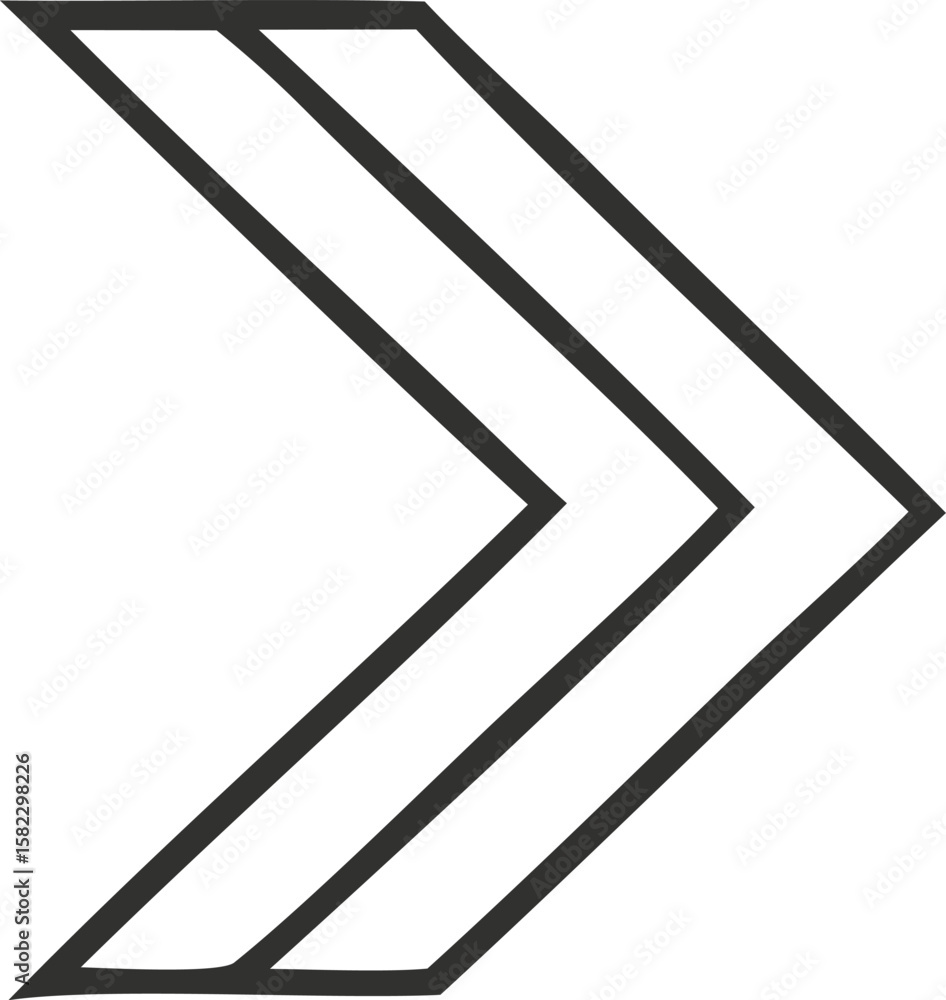 Poster double arrow forward: a stylized graphic with a forward-pointing double arrow, clean lines, conveyin