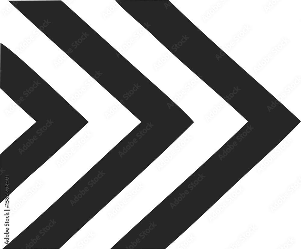 Aufkleber arrows of direction: a minimalistic vector illustration of three arrows pointing towards the same di