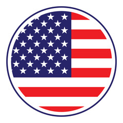 Flag of the United States. America button flag icon. Standard color. USA circle icon flag. Computer digital vector illustration.