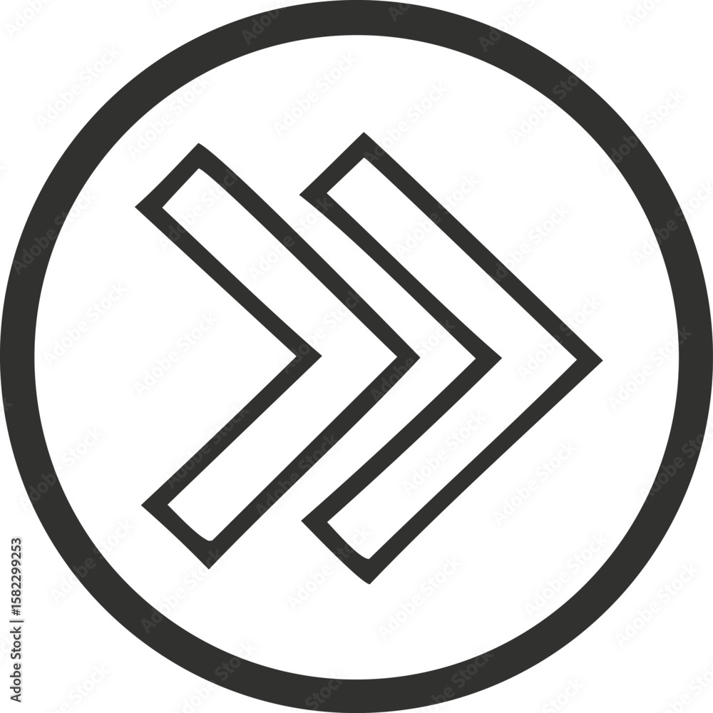 Poster forward arrow icon: a graphic representation of progress, direction, and movement, perfect for vario