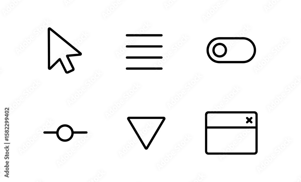 Poster minimalist user interface icons set for web and app design