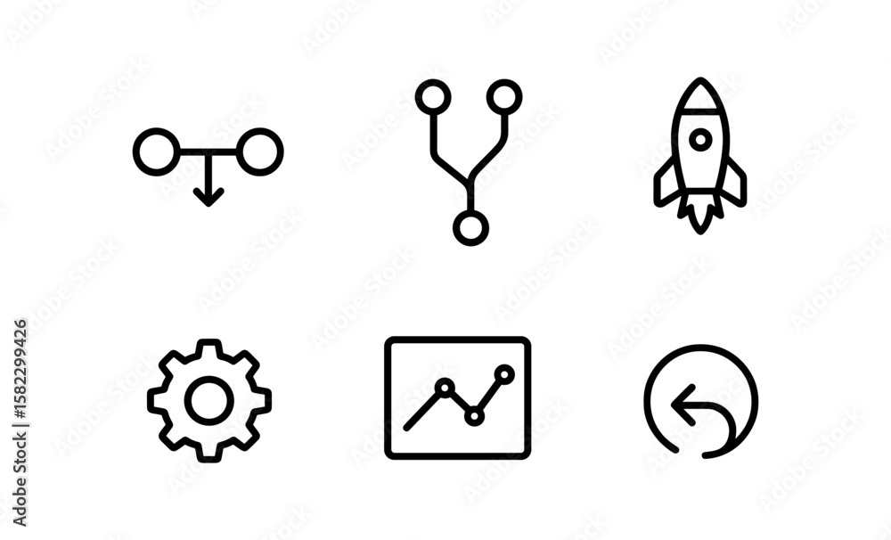 Poster simple linear icons for technology and business concepts