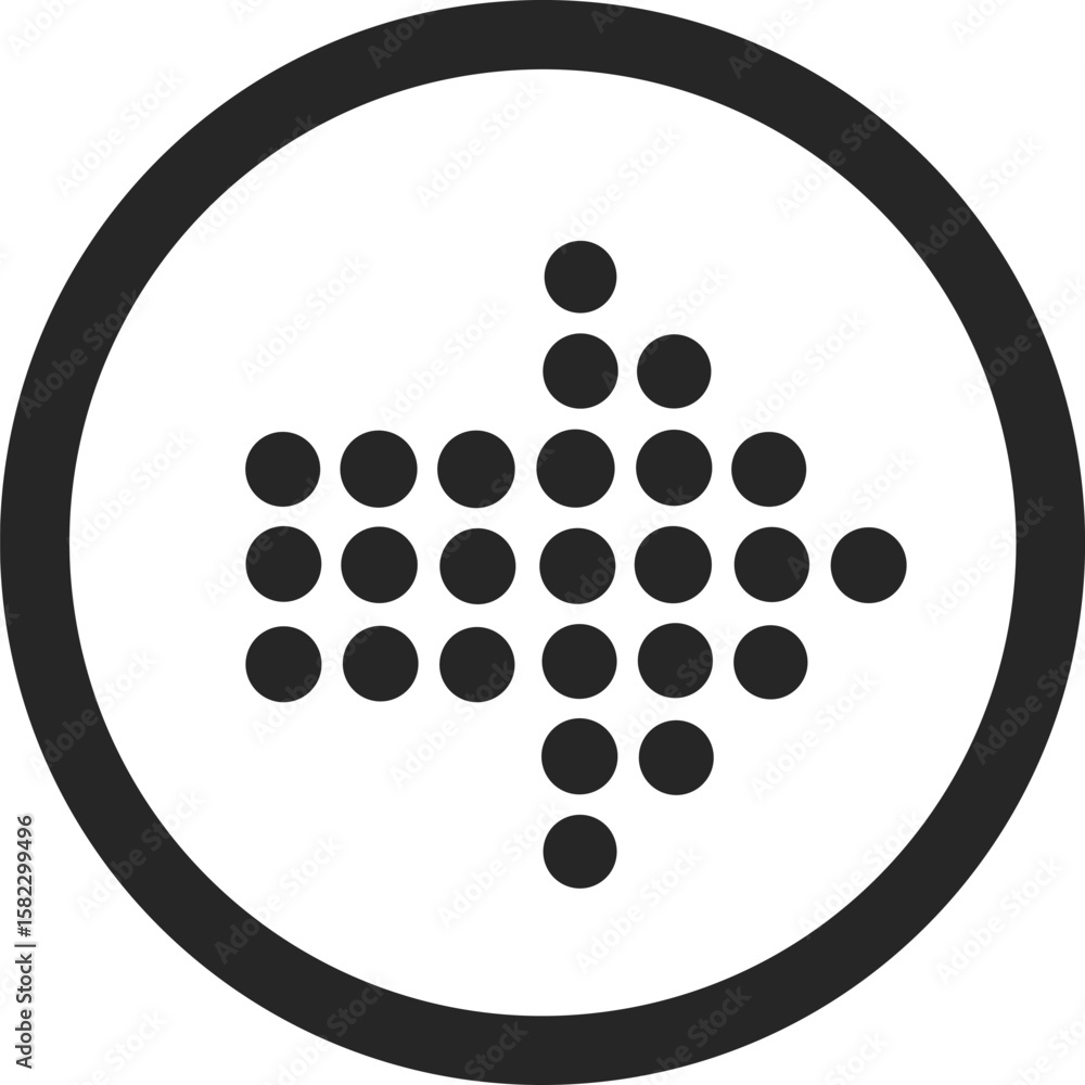 Poster circular arrow icon: a simple yet effective circular arrow icon, composed of evenly spaced dots form