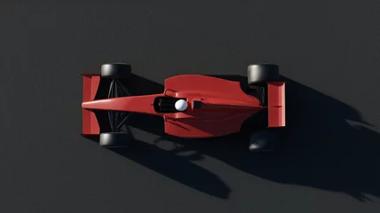  red formula one car overhead on racetrack. © Angelo