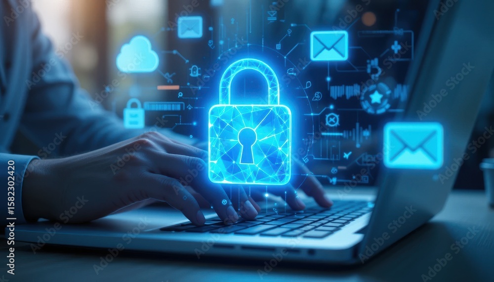 Poster enhancing cybersecurity, a digital gateway shielded from network access