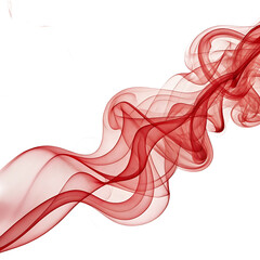 Fototapeta premium Abstract flowing red smoke or fabric curves isolated on transparent background