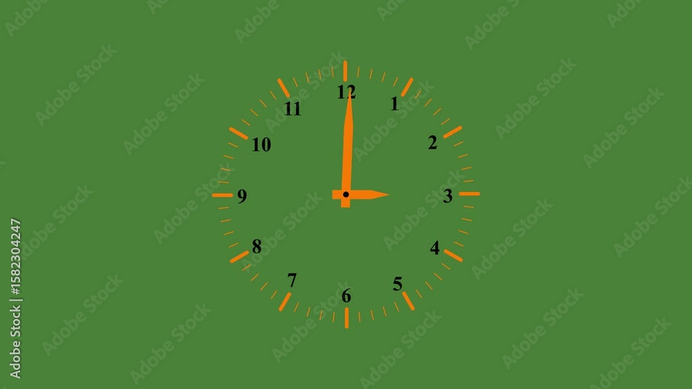 Poster animated clock with moving hands white background. digital analog clock animated white background, c