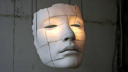 shape made of broken fragments and illuminated from within