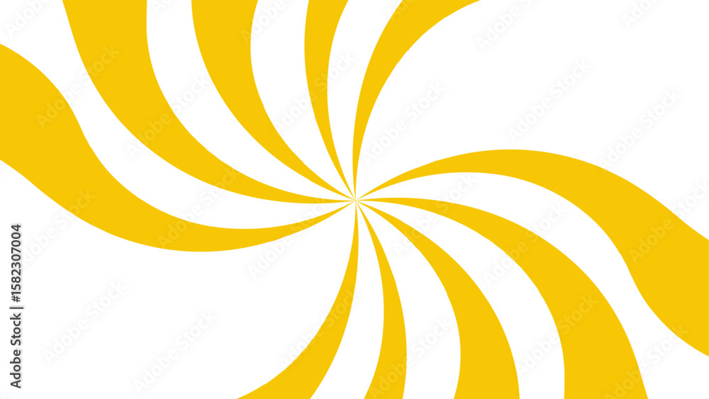 Poster abstract vibrant radial swirl pattern with alternating curved yellow and white segments spiraling. d