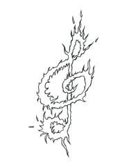 Hand drawn punk rock doodle. Musical note, tattoo crayon sketch, grafitti rebellious icon, sticker, scribble for poster, disco party, retro podcast. Grunge music element. Isolated vector illustration.
