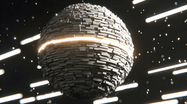 of layered transparent code fragments orbiting a glowing center