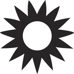Shining Sun: A simple and clean black sun icon, representing energy and positivity, perfect for various design projects and applications.