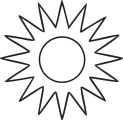 Radiant Sun: A minimalist line drawing of a beaming sun, exuding warmth and joy, perfect for representing brightness, energy, and positivity.