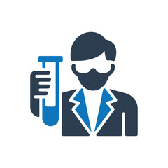 Scientist Holding Test Tube Icon Isolated On White Background