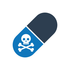 Poisonous pill warning Icon Isolated On White Background