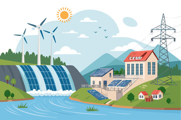 Magnificent Hybrid Energy Station Solar Wind High-End Commercial Asset Elegant Refined Style Excellent for Brand Identity Development Premium Stock Photography Resource Creative Asset