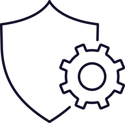 Gear with Shield Minimalistic Symbol for Web and Graphic Design, Apps, Banners, Social Network and Cards