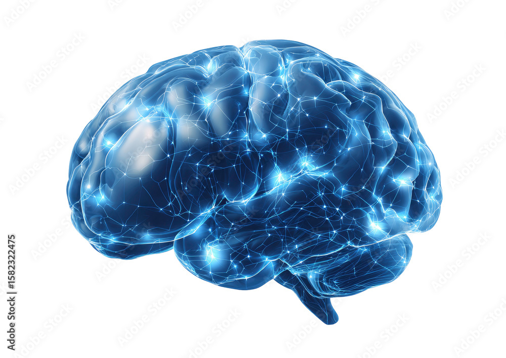 Poster human brain neural network connection concept on transparent background