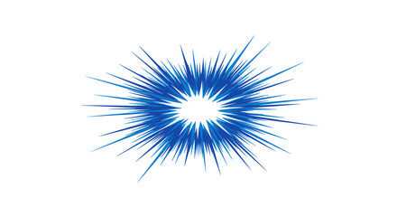 Fototapeta premium Radiant burst of blue spikes on white background