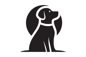 Fototapeta premium Dog Silhouette logo. Beautiful Black and White Dog, Canine, Hound, Pooch, Puppy, Mutt, Tyke, Doggy. 