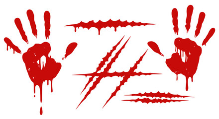 Bloody handprints and scratches design with grunge horror theme