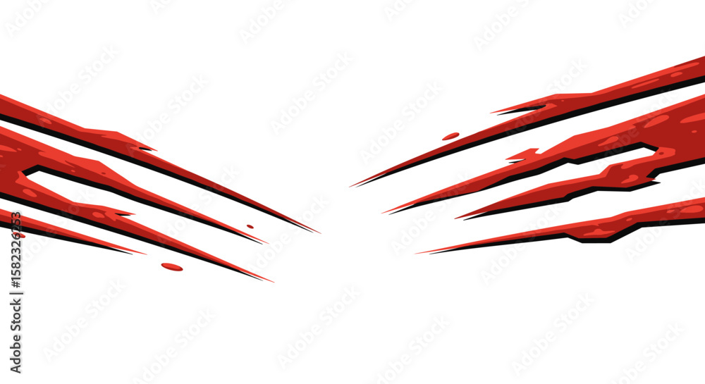 Poster dynamic red claw marks on white background in vibrant pop art style