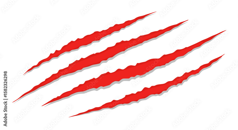 Poster dynamic red claw marks with shadow and jagged edges