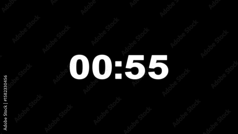 Aufkleber countdown one minute animation from 60 to 0 seconds, glowing 60 second countdown animation backgroun