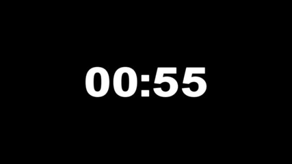 Countdown one minute animation from 60 to 0 seconds, Glowing 60 second countdown Animation background