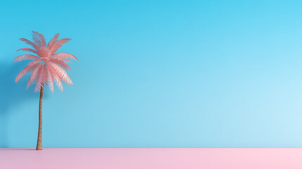 Pastel blue pink gradient background palm tree shadow. Minimalist abstract tropical design summer beach vacation. Wall decor, wallpaper, social media, web design, advertisement. 32560254 1
