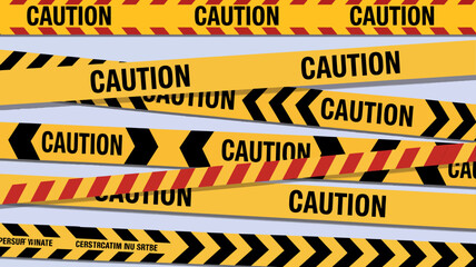 Yellow and Black Caution Stripes with Hazard Markings for Safety Warning