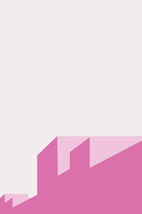 Minimal building design in soft pink shades. Clean lines and flat shapes give a modern, abstract architectural feel, like a dreamy building in a pastel world.