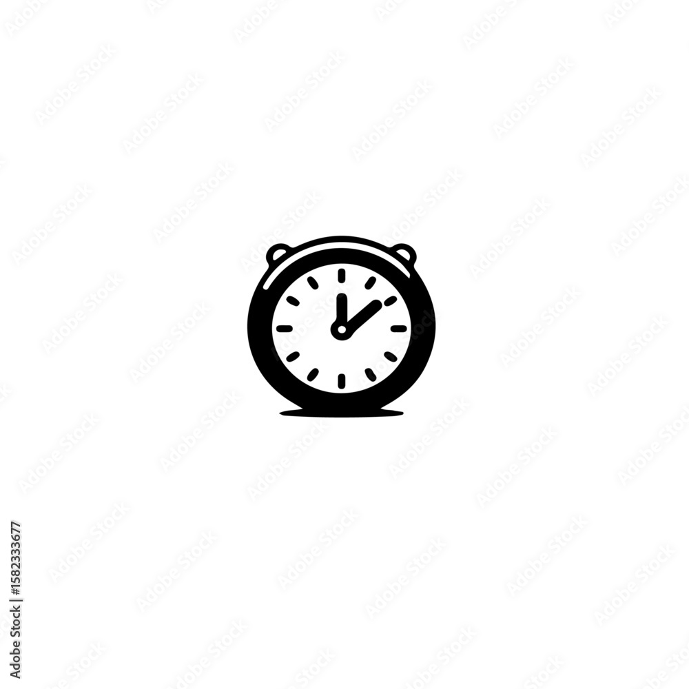Poster a minimalist depiction of an alarm clock showing 2 00 o clock isolated on a plain white