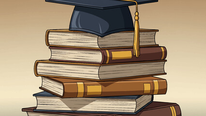 Never Stop Learning - Education and Knowledge Stack of Books Vector