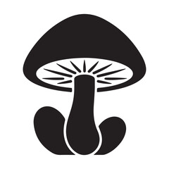 Black silhouette of a mushroom with gills and stem