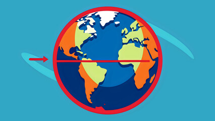 earth globe illustration, Red line on globe, Planet Earth