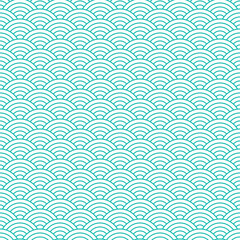 Seamless Japanese Wave Pattern Vector in Minimal Monochrome Style