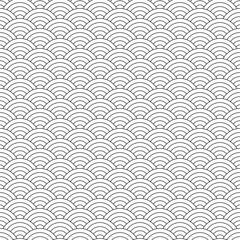 Seamless Japanese Wave Pattern Vector in Minimal Monochrome Style
