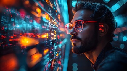 Marketing manager analyzing futuristic consumer data insights